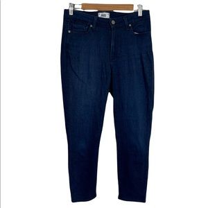 Paige Jeans 9 Petite Hoxton Ankle Peg Rosalyn High Rise Blue Dark Medium Flawwed